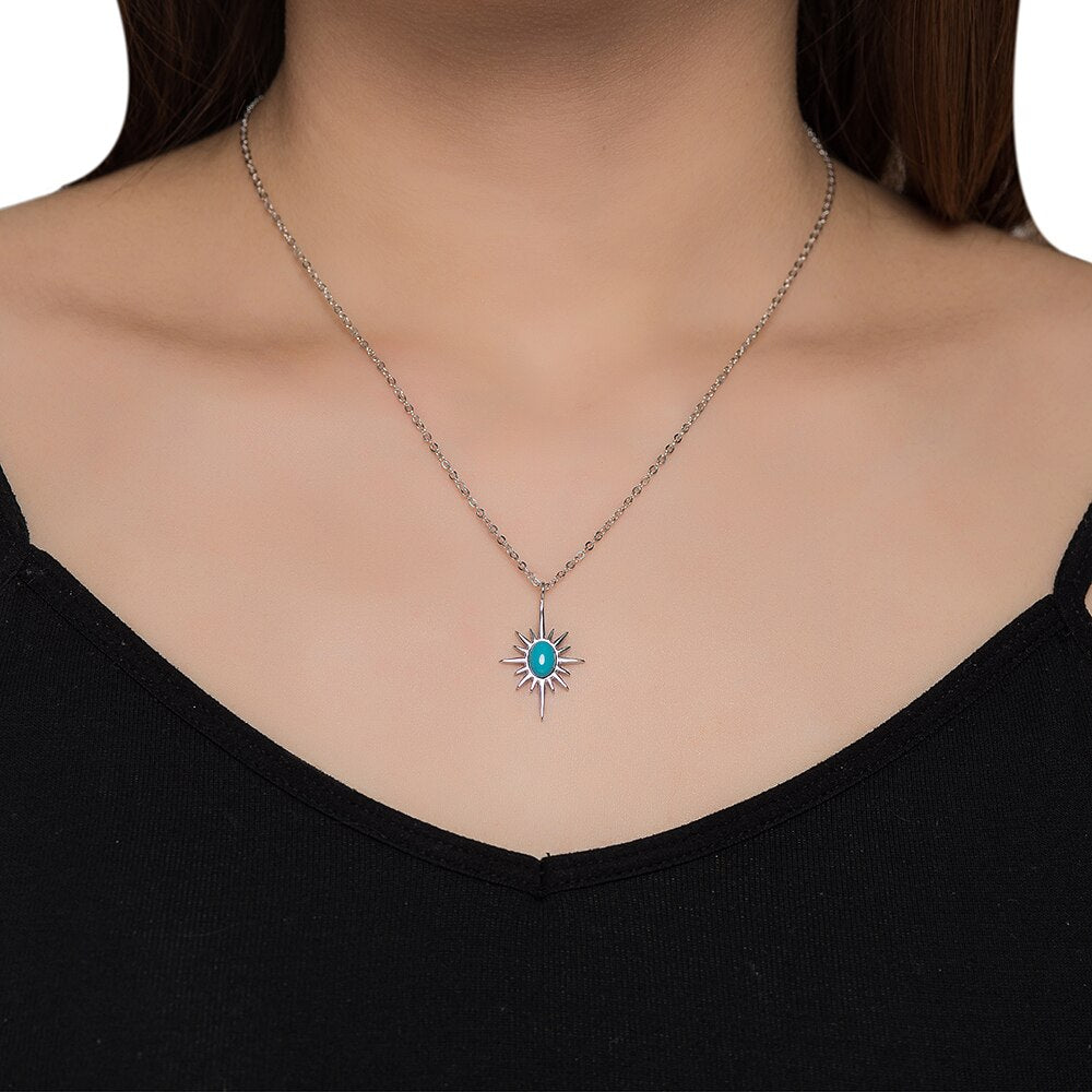 Sterling Silver Turquoise North Star Necklace