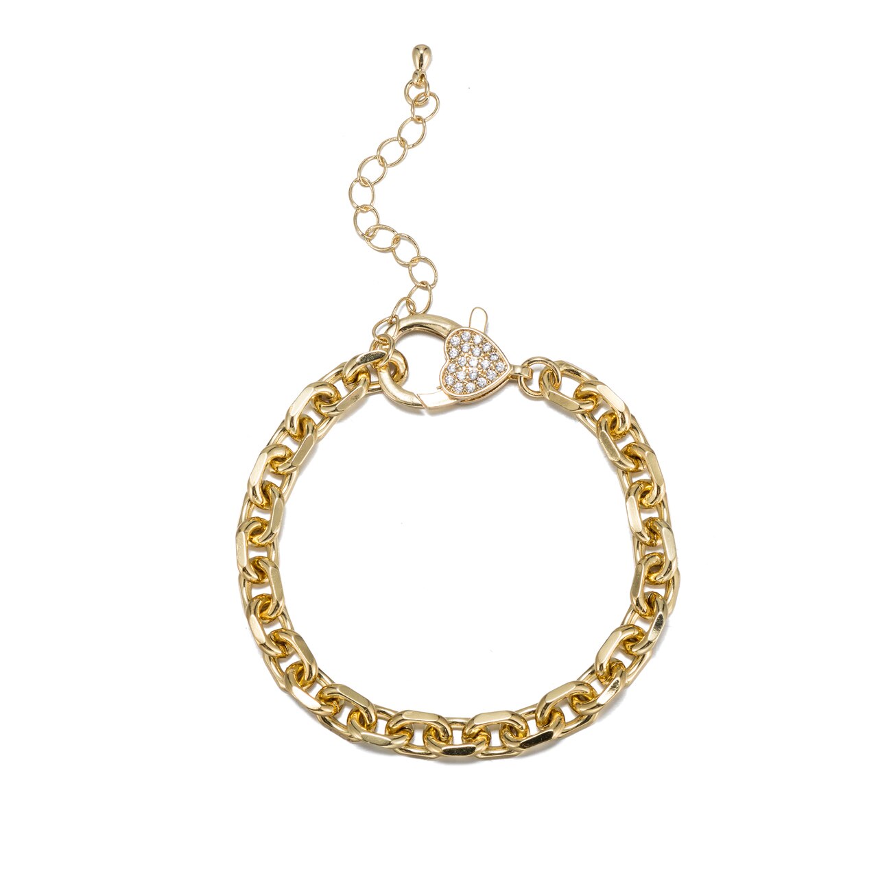 Stainless Steel Rolo Chain Bracelet CZ Clasp