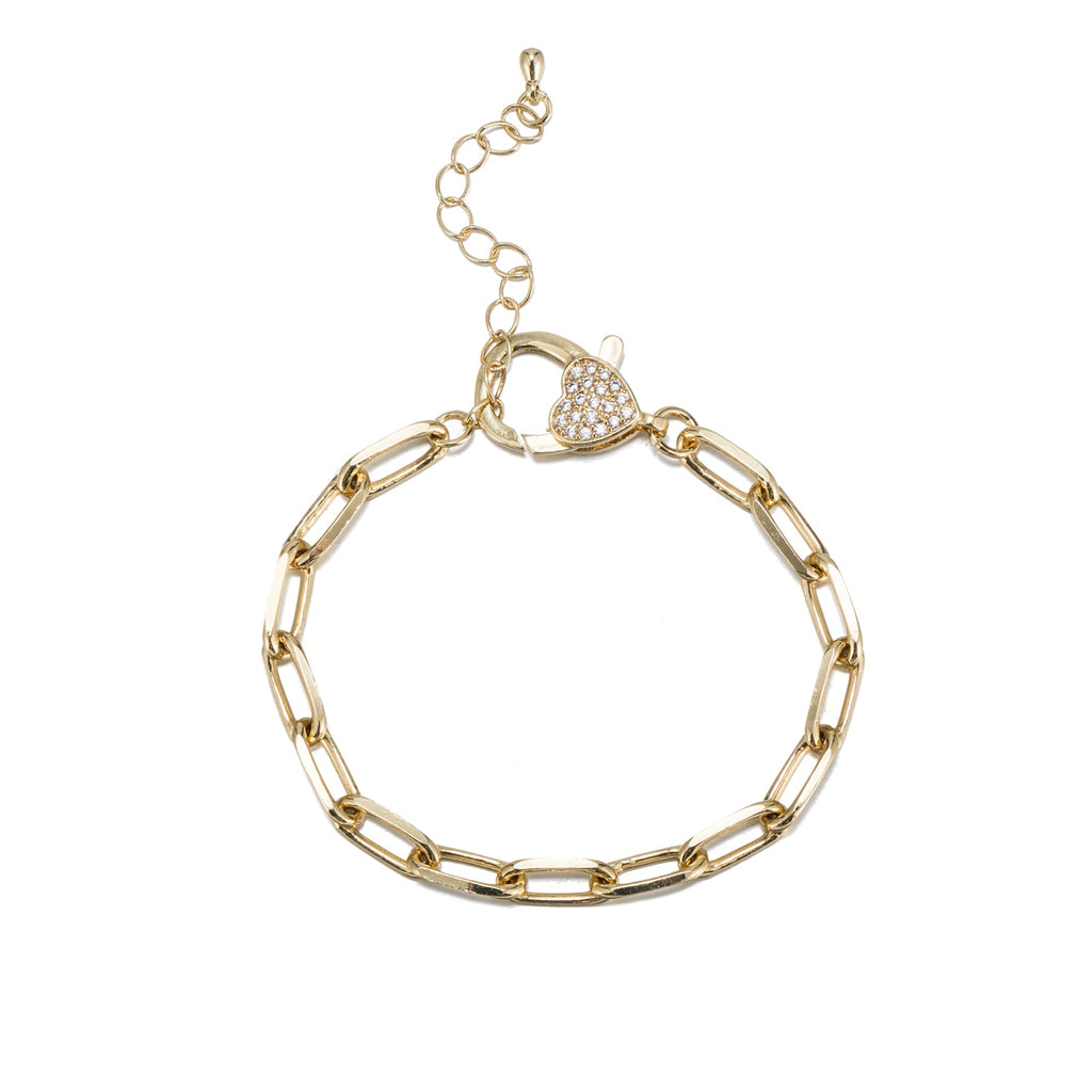 Stainless Steel Cable Chain Bracelet with CZ Clasp