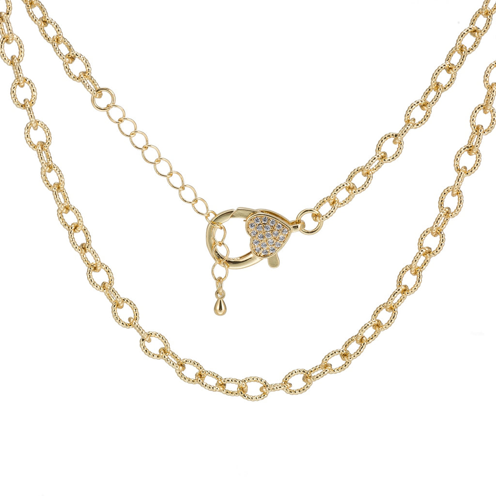 Stainless Steel Thick Rolo Chain Necklace with CZ Clasp