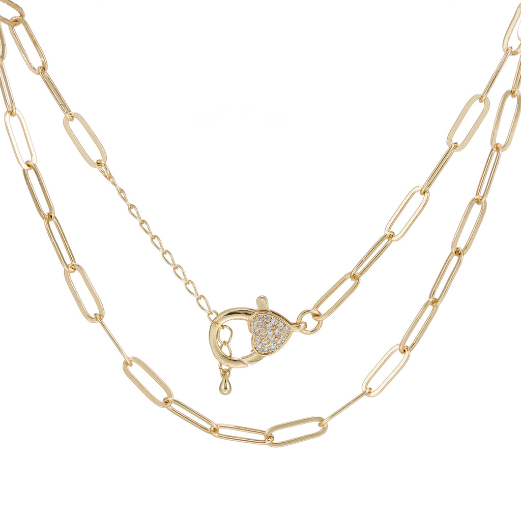 Stainless Steel Cable Chain Necklace with CZ Clasp