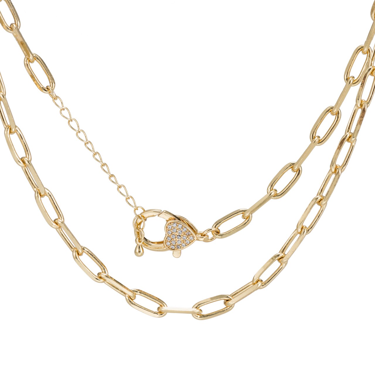 Stainless Steel Paperclip Chain Necklace CZ Clasp