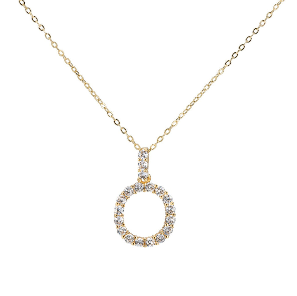 O Initial Gold Plated Necklace with CZ