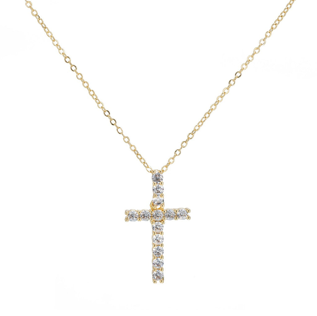 T Initial Gold Plated Necklace with CZ