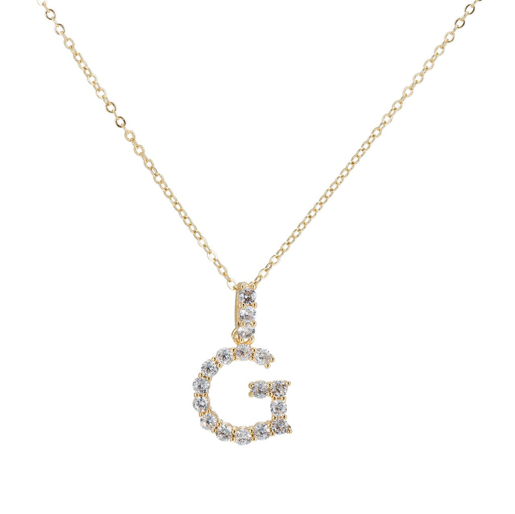 G Initial Gold Plated Necklace with CZ