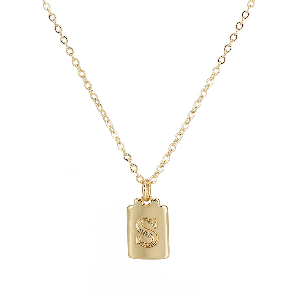 S Initial Plate Necklace