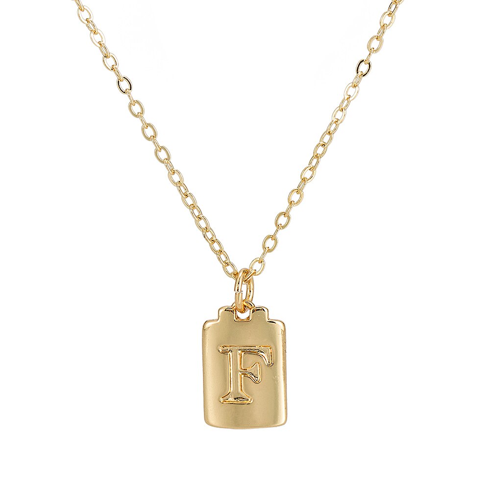 F Initial Plate Necklace