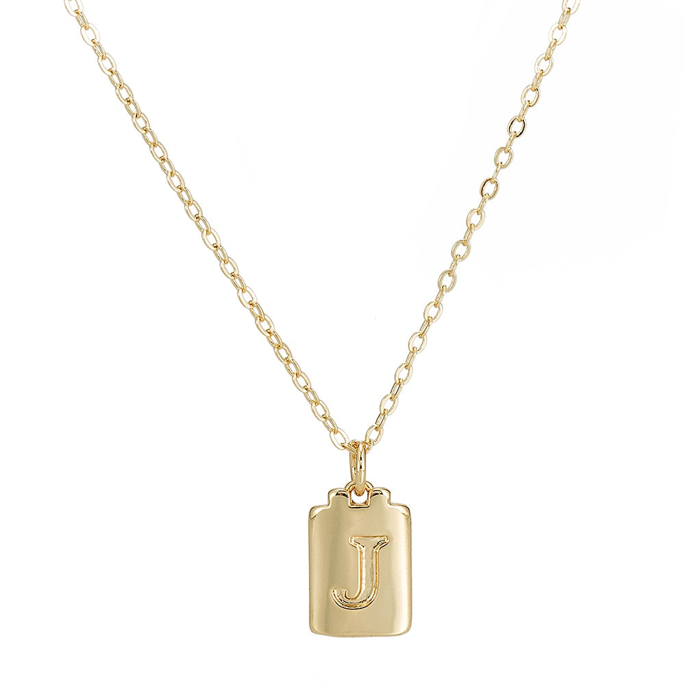 J Initial Plate Necklace
