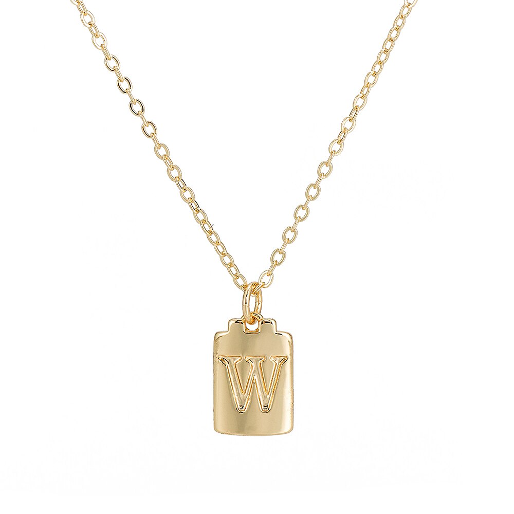 W Initial Plate Necklace