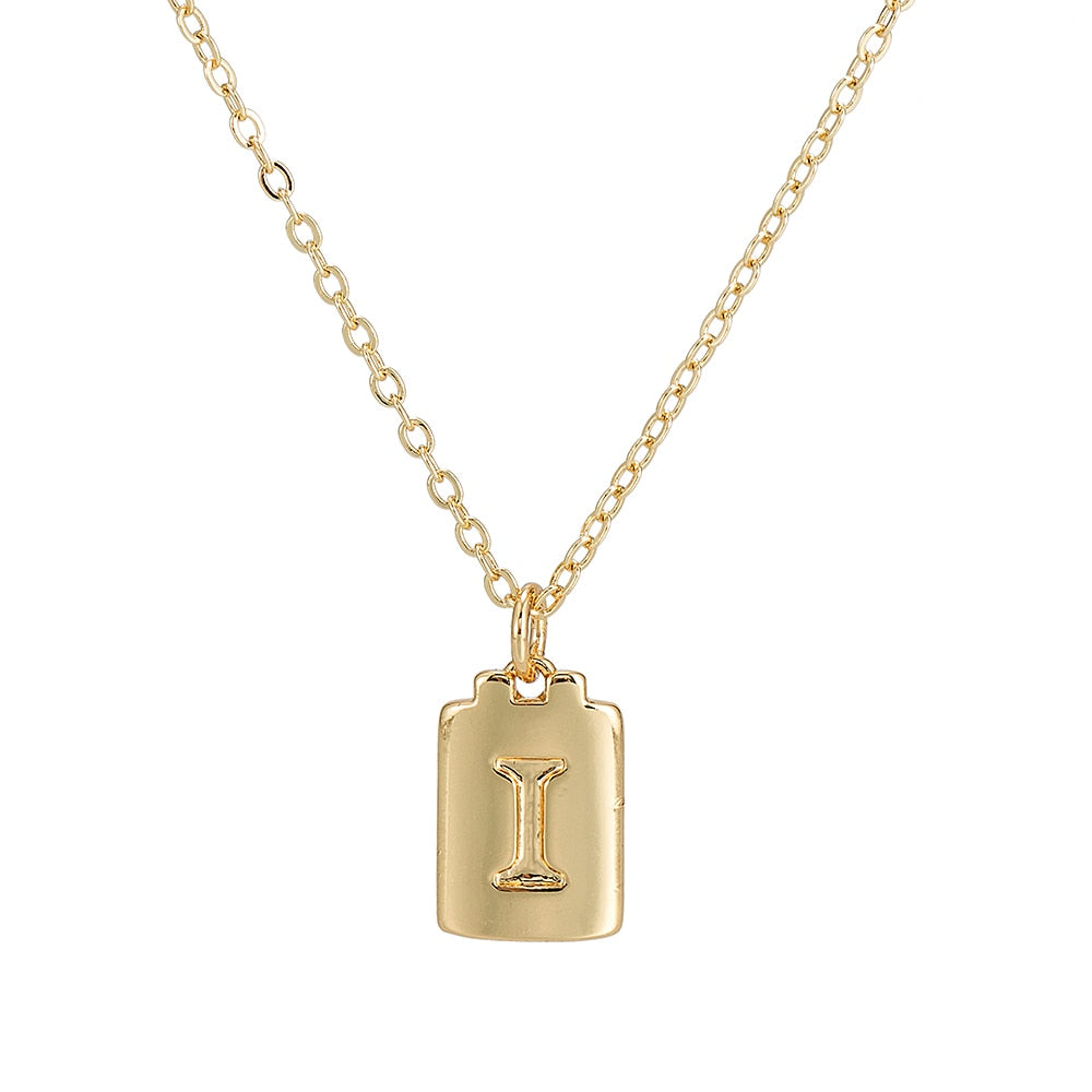 I Initial Plate Necklace