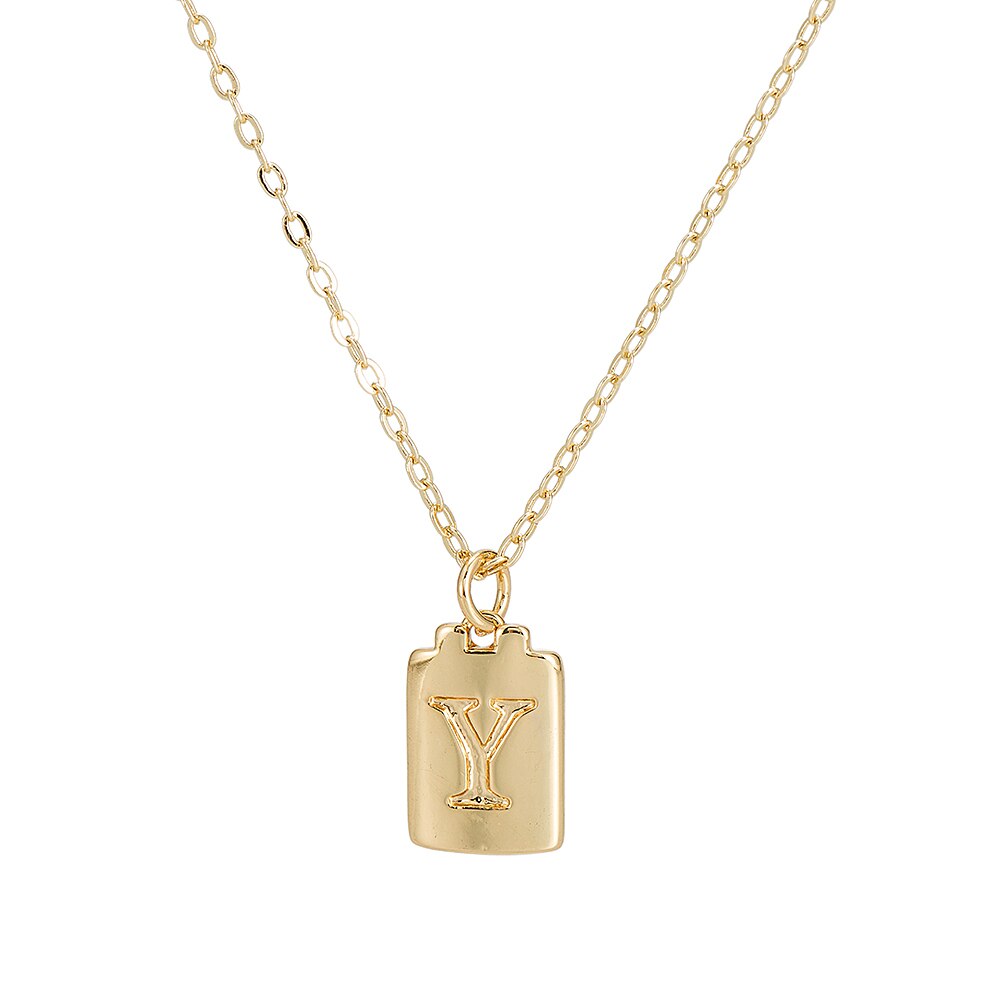 Y Initial Plate Necklace