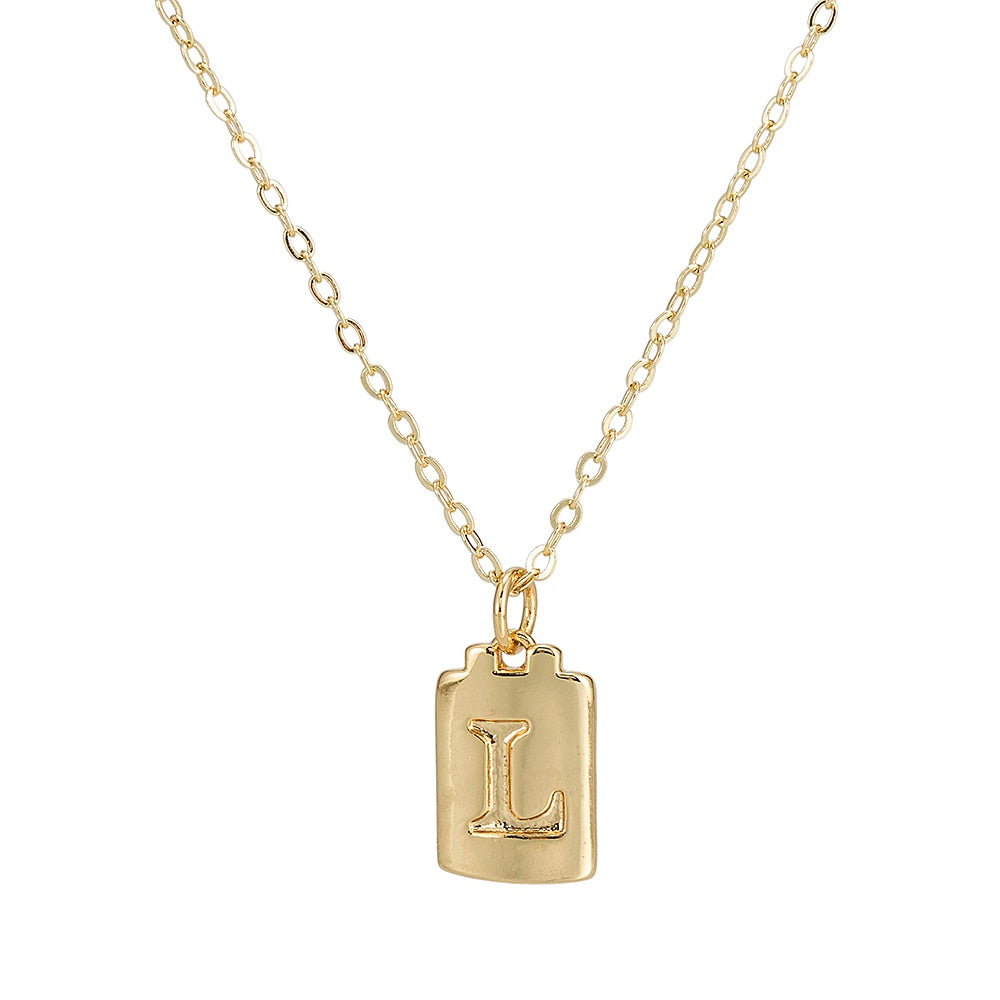 L Initial Plate Necklace