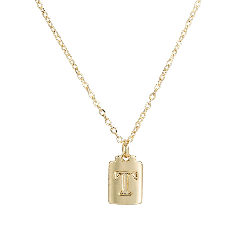T Initial Plate Necklace