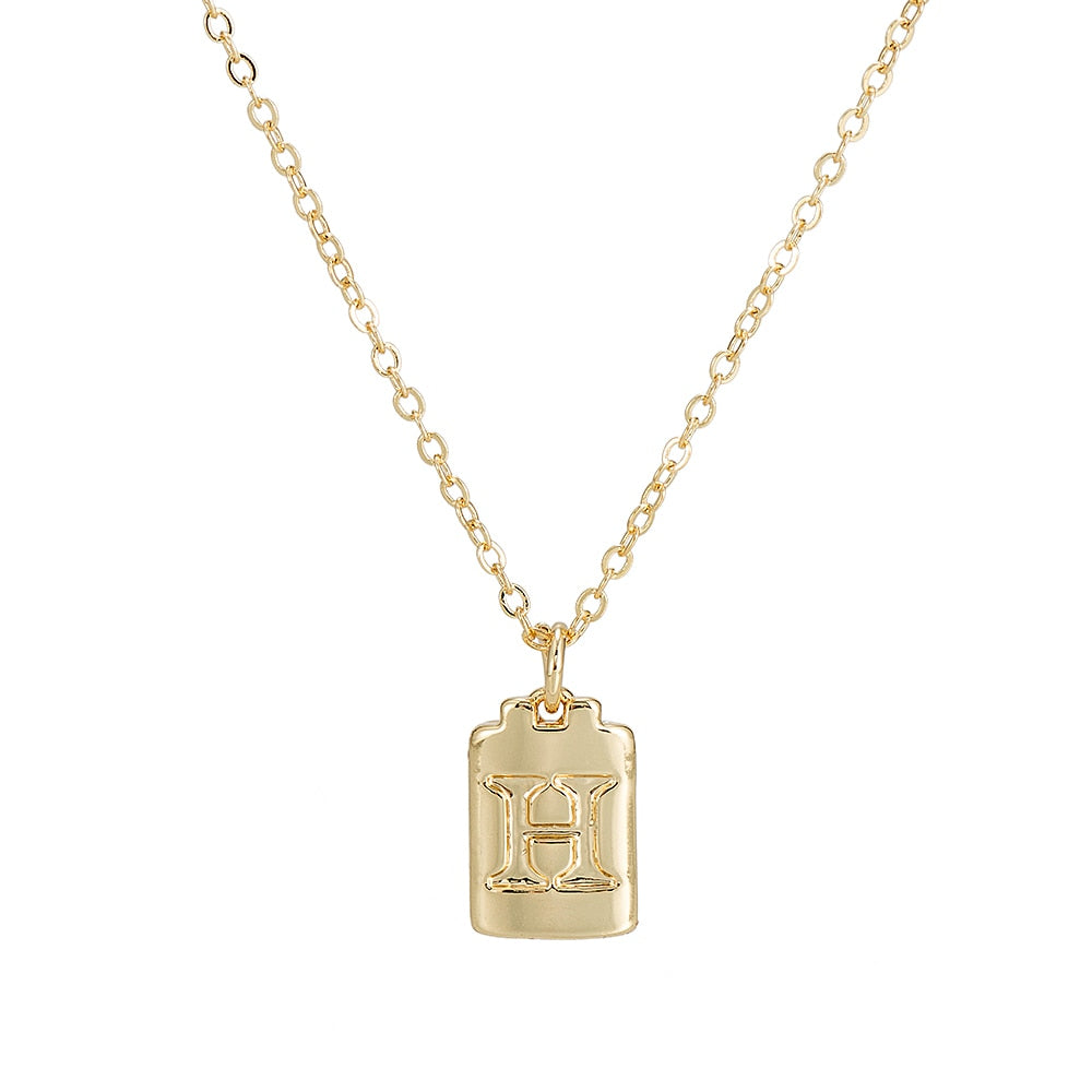H Initial Plate Necklace
