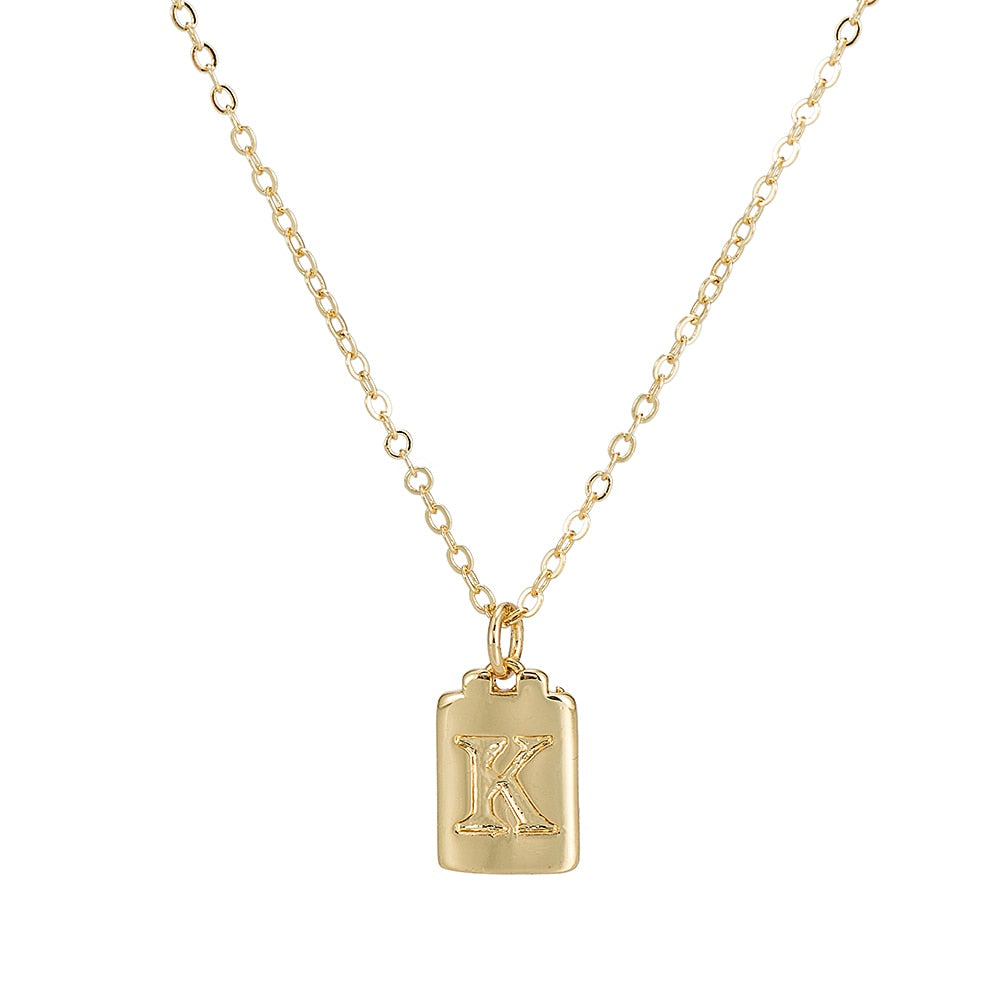 K Initial Plate Necklace