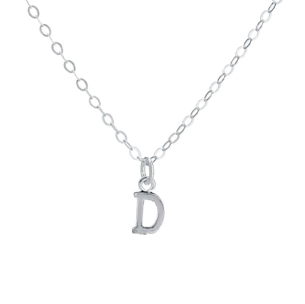 D Initial Sterling Silver Necklace