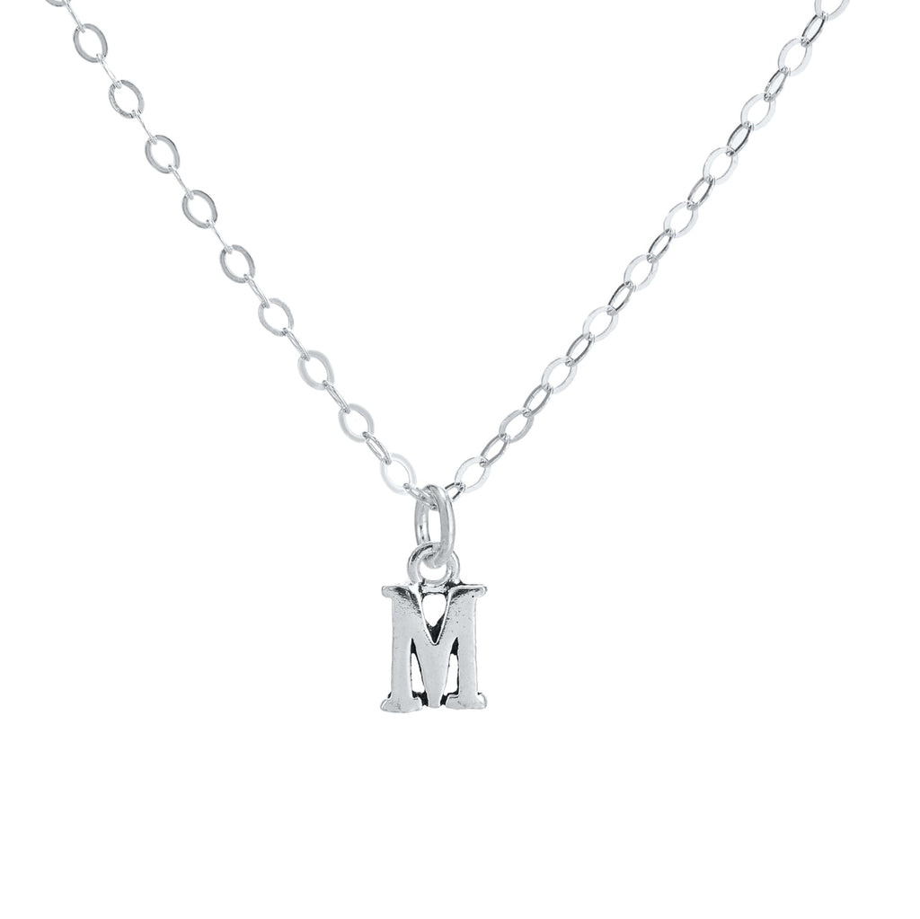 M Initial Sterling Silver Necklace