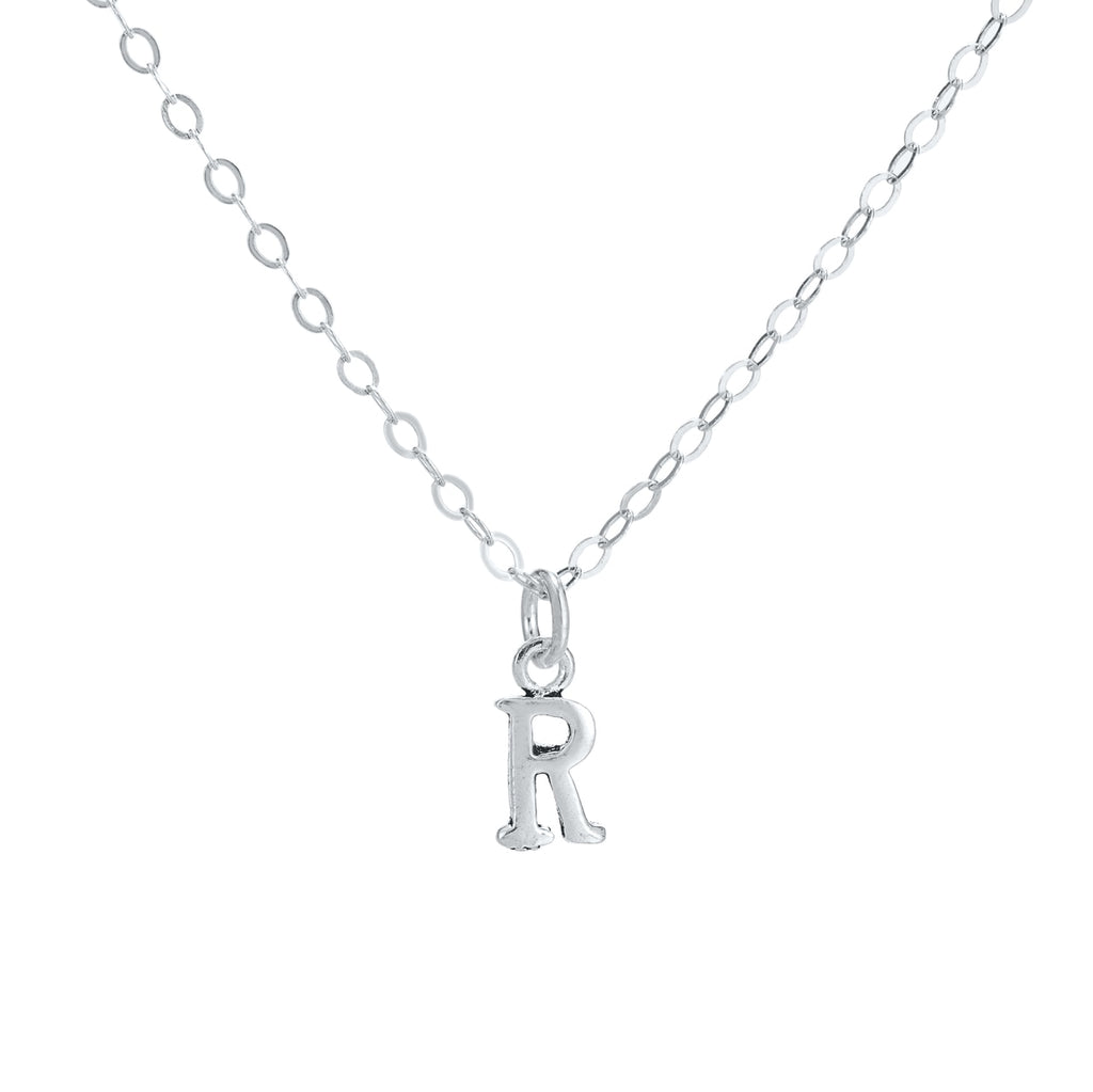 R Initial Sterling Silver Necklace