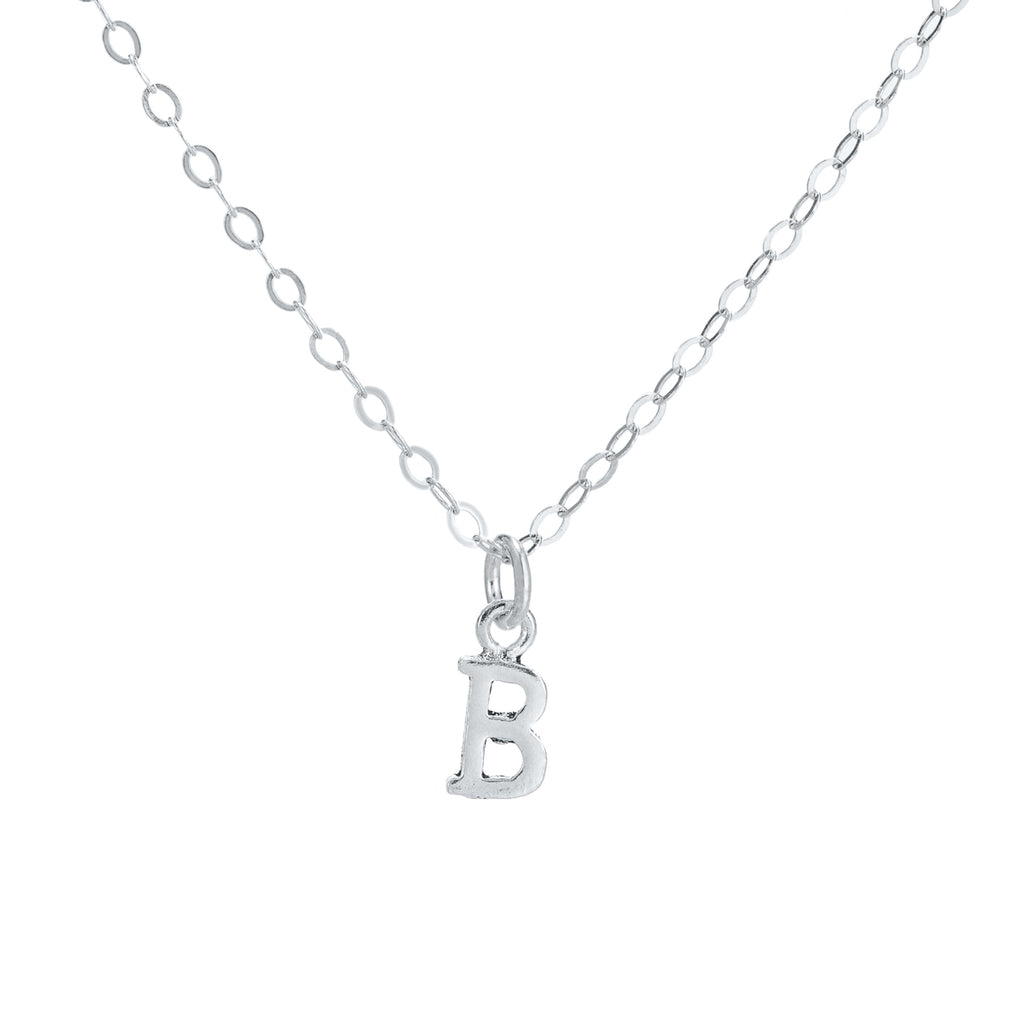 B Initial Sterling Silver Necklace