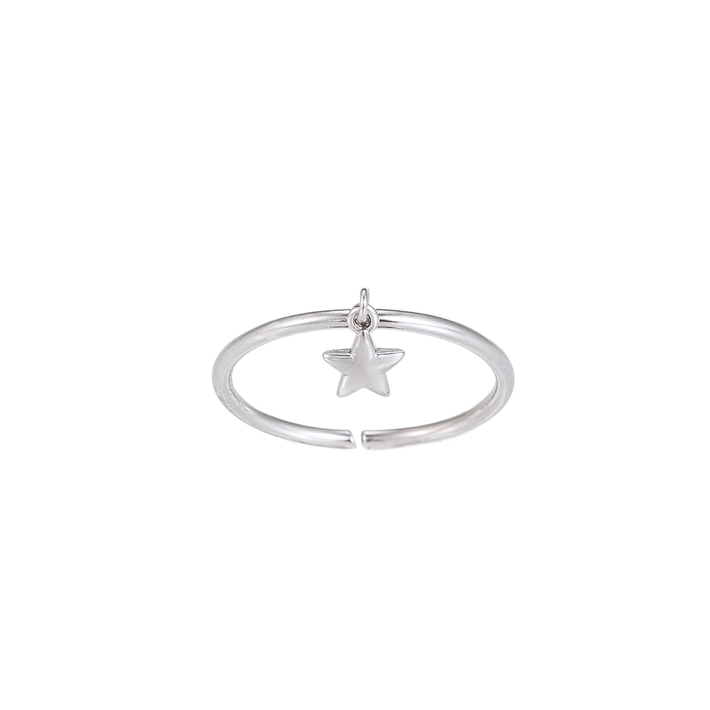 Adjustable Sterling Silver Ring with Star Charm