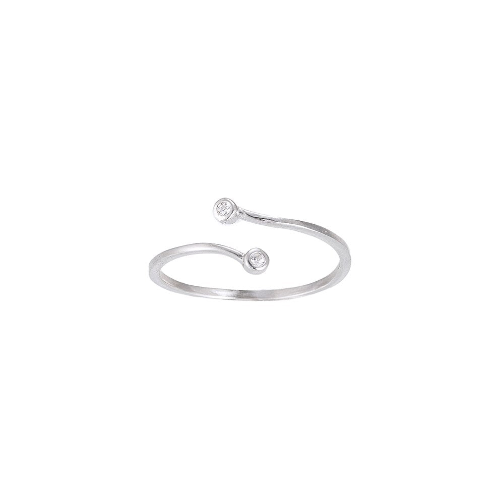 Double CZ Dot Sterling Silver Ring