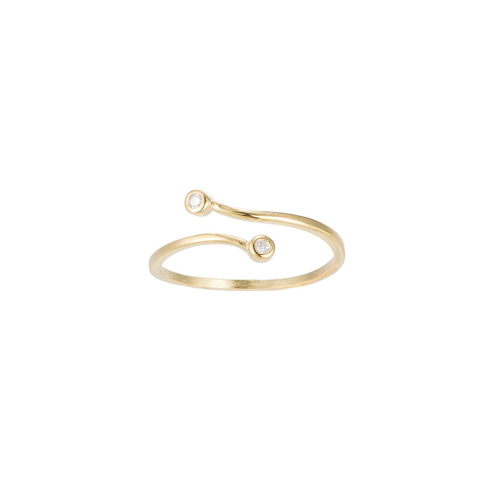 Double CZ Dot Sterling Silver Ring-gold