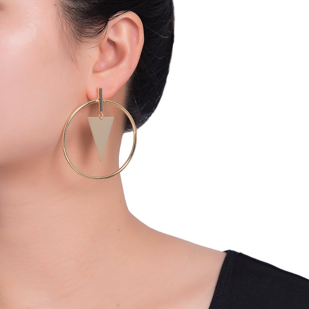 Geometric Hoop Earrings in Gold Plated