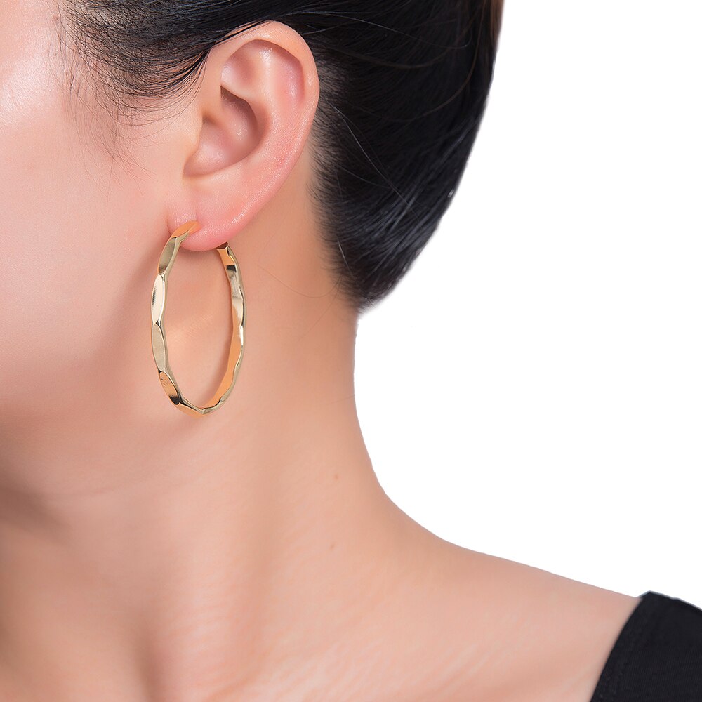 Textured Hoop Earrings in Gold Plated 