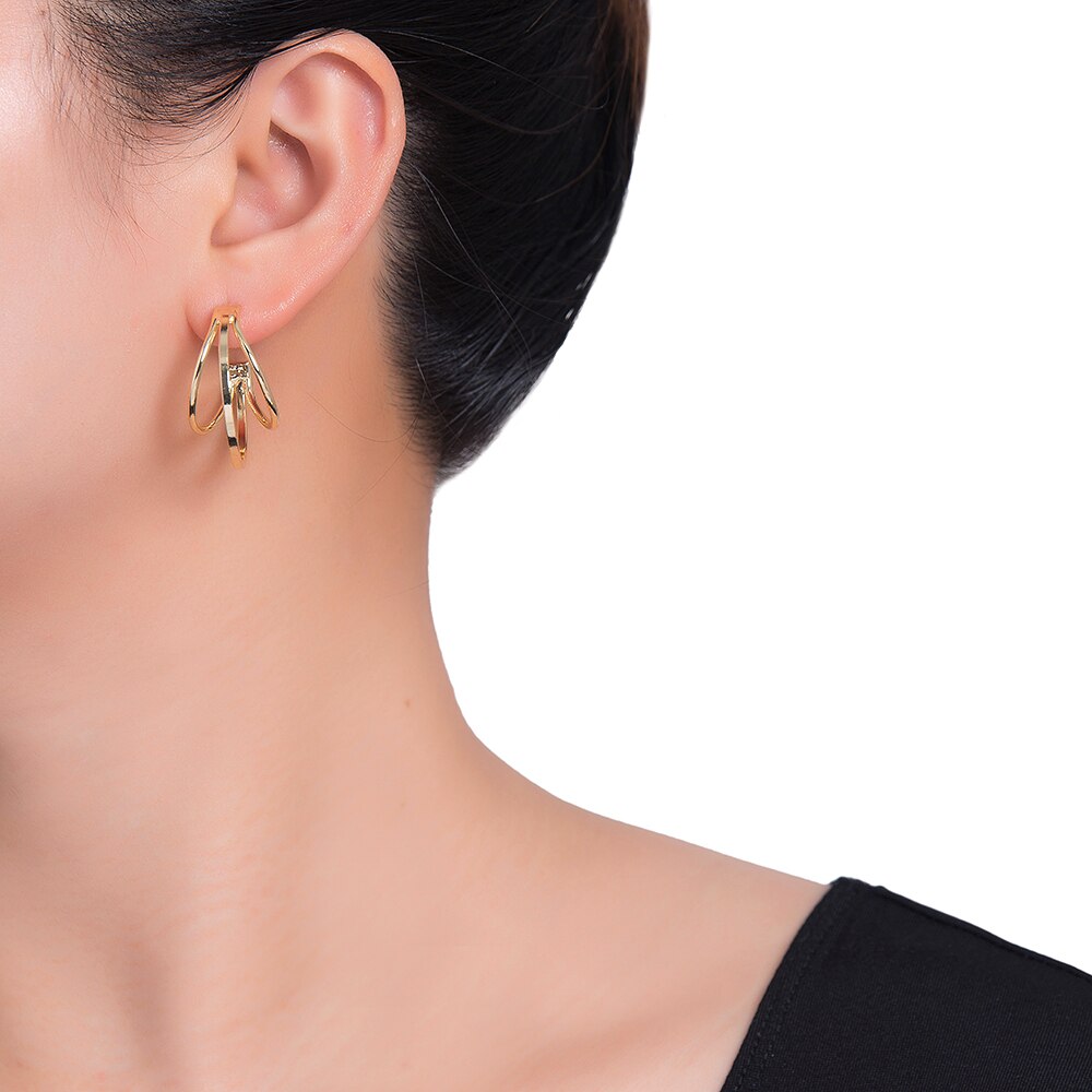 Merged Round Earrings in Gold Plated