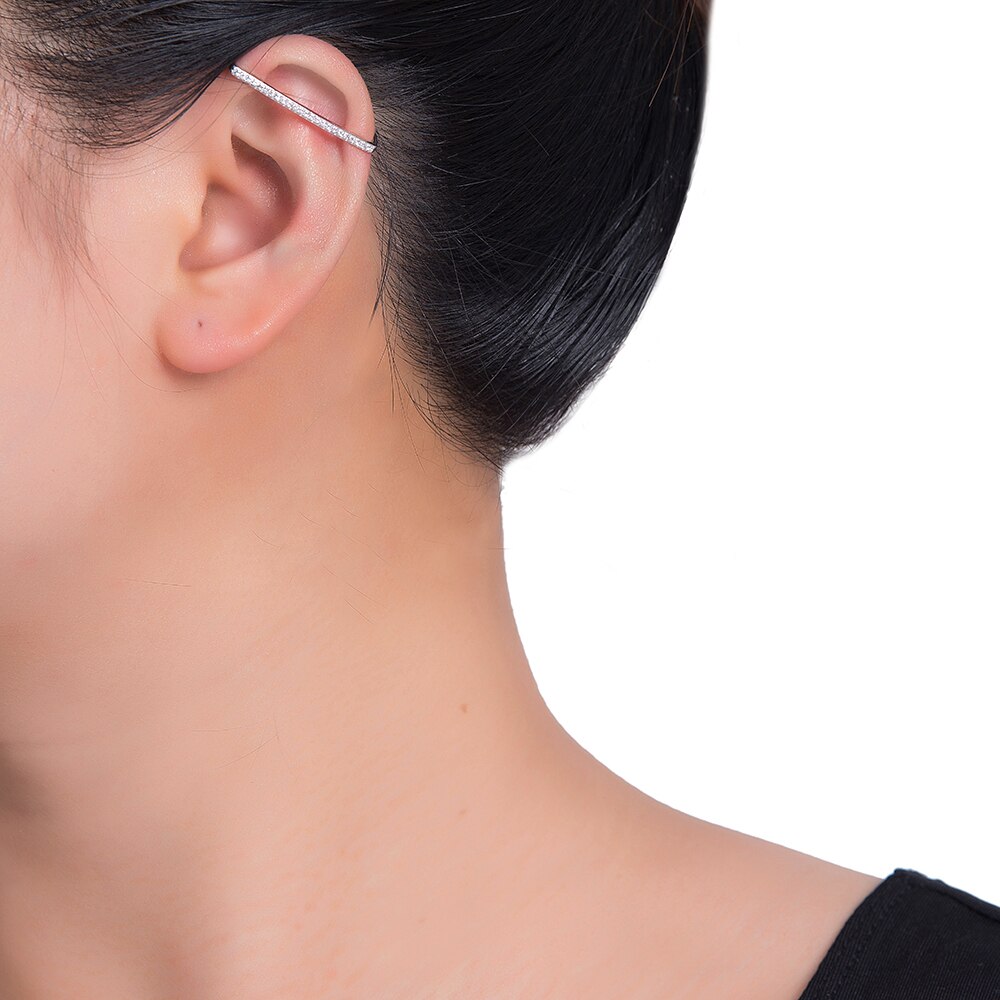 Cubic Zirconia Line Ear cuff in Sterling Silver - Ear Cuff