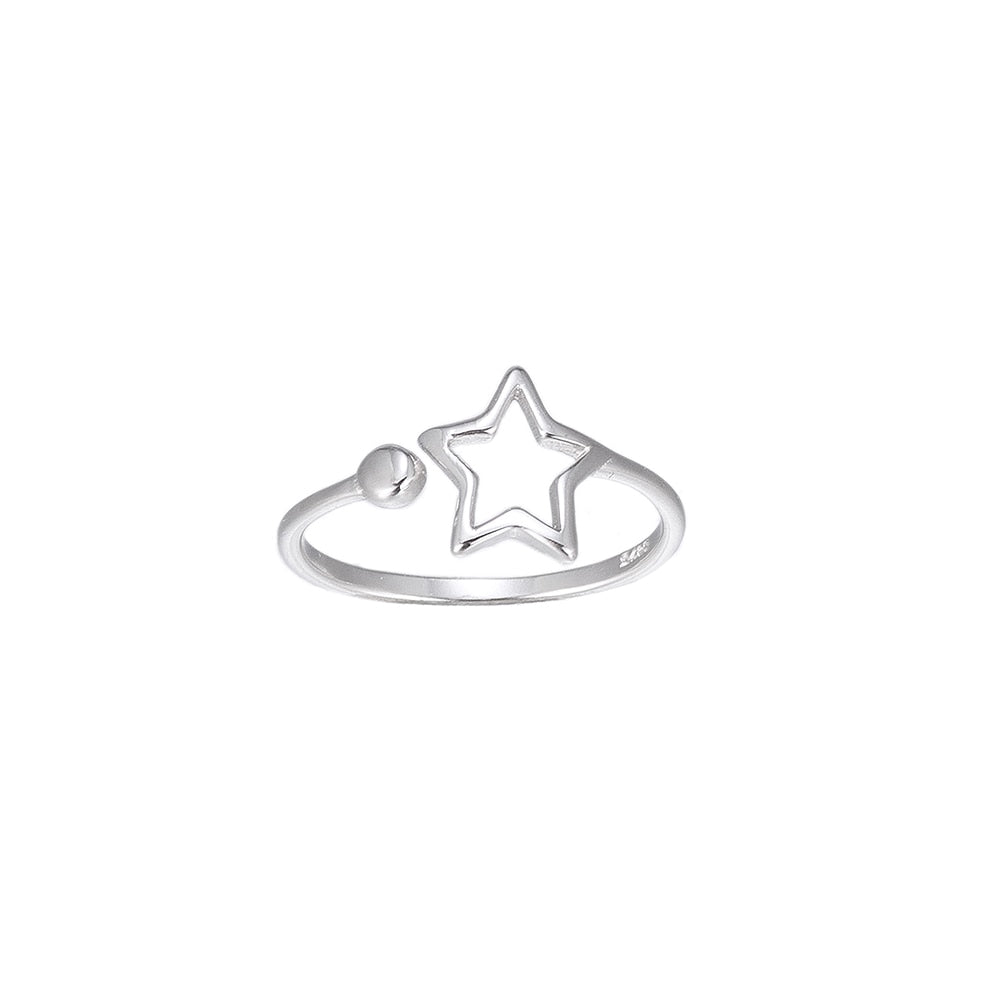 Adjustable Star Sterling Silver Ring