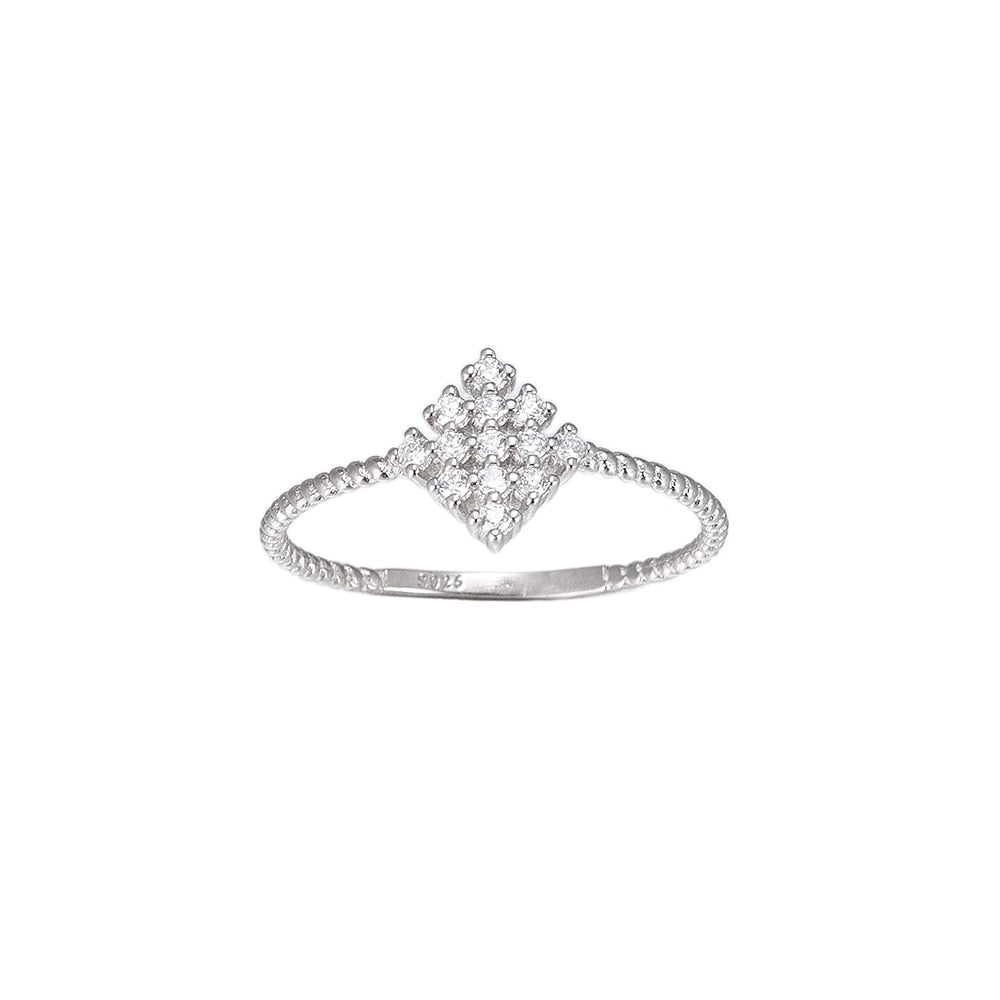 Tile CZ Sterling Silver Ring