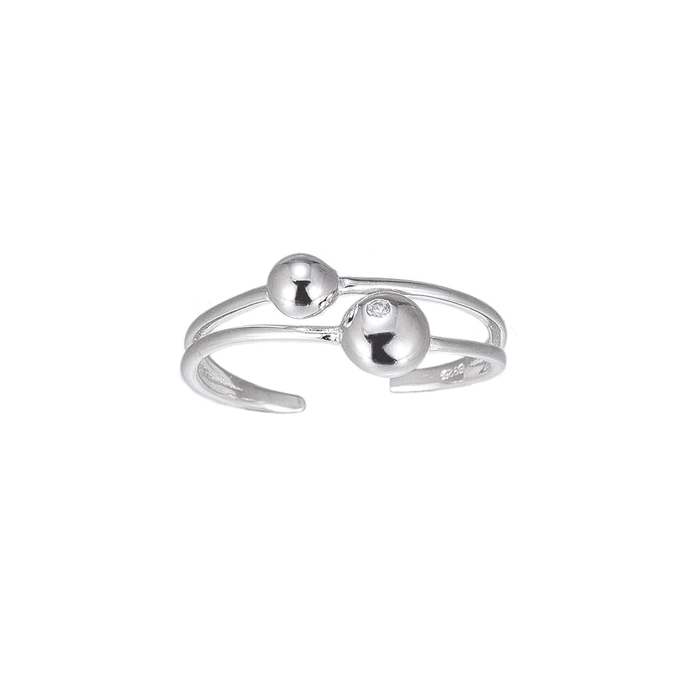 Adjustable Orbit Sterling Silver Ring with hand