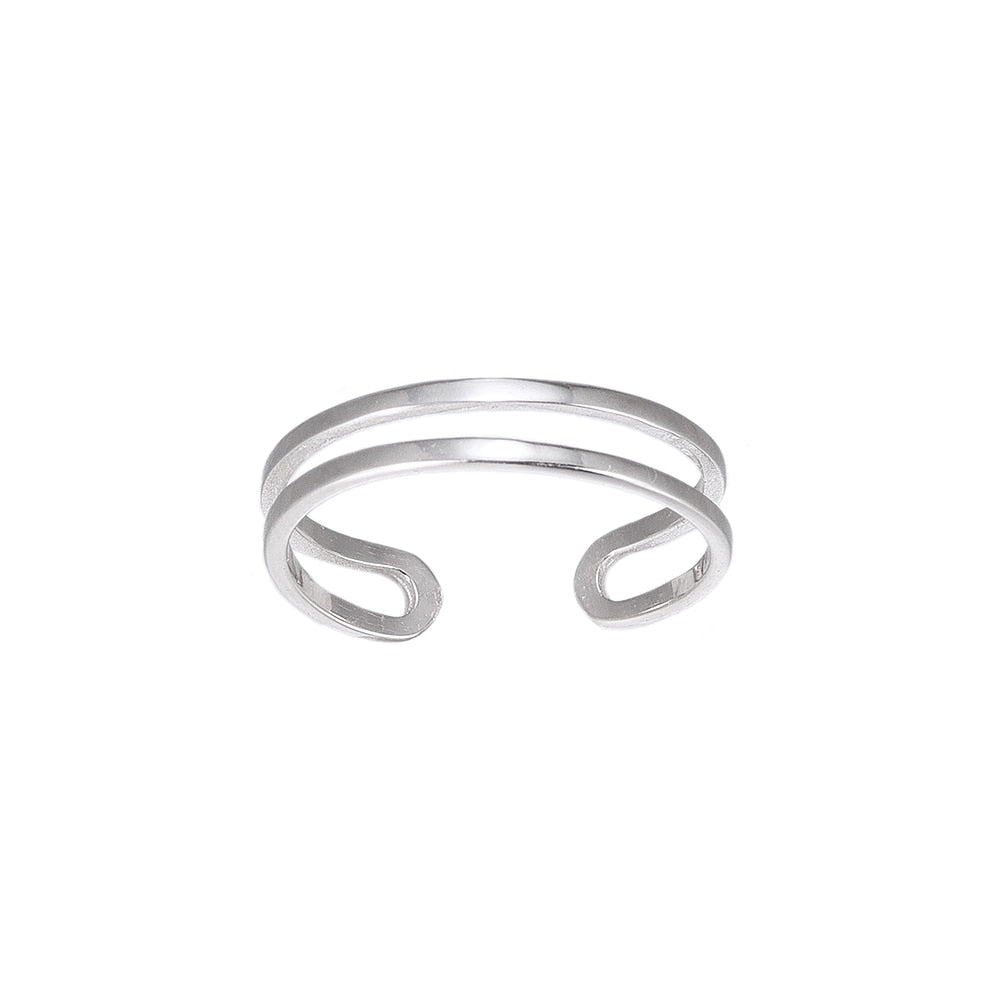 Adjustable Double Band Sterling Silver Ring