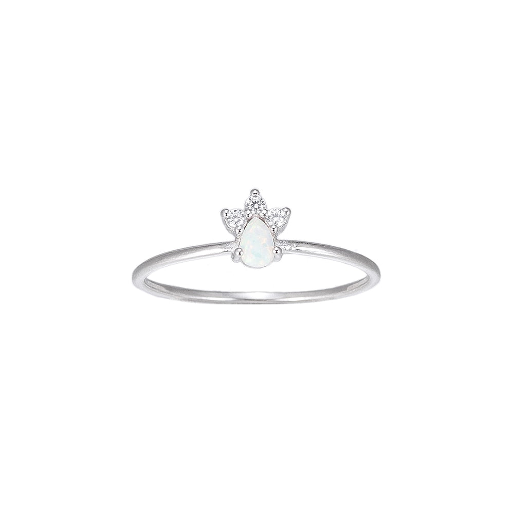 White Opal Crownd Sterling Silver Ring