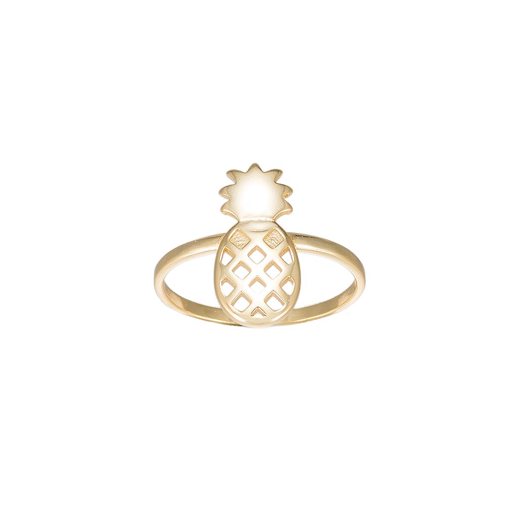 Gold Pineapple Sterling Silver Ring
