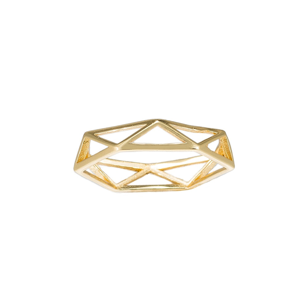 Gold Cage Sterling Silver Ring