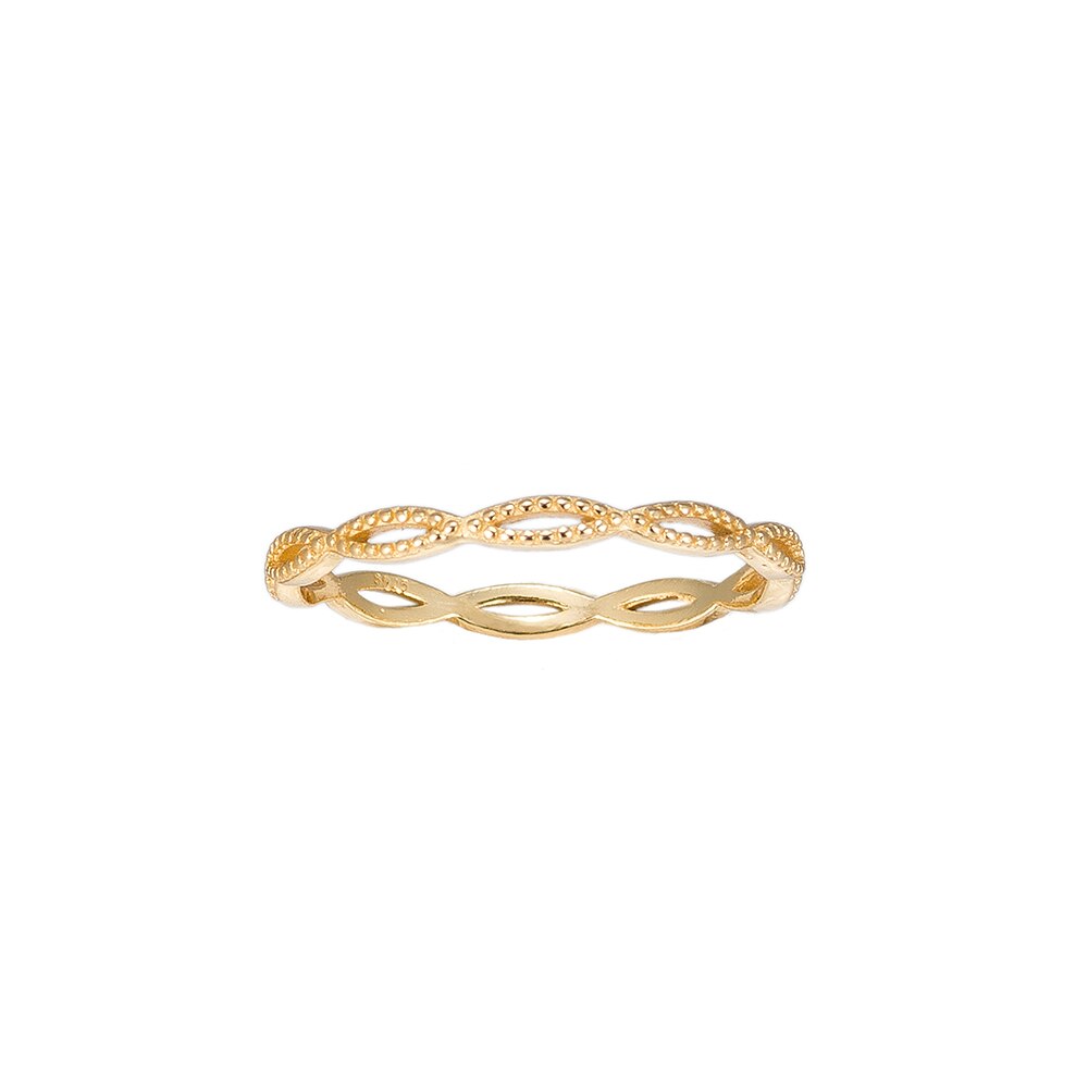 Gold Dotted Twist Sterling Silver Ring