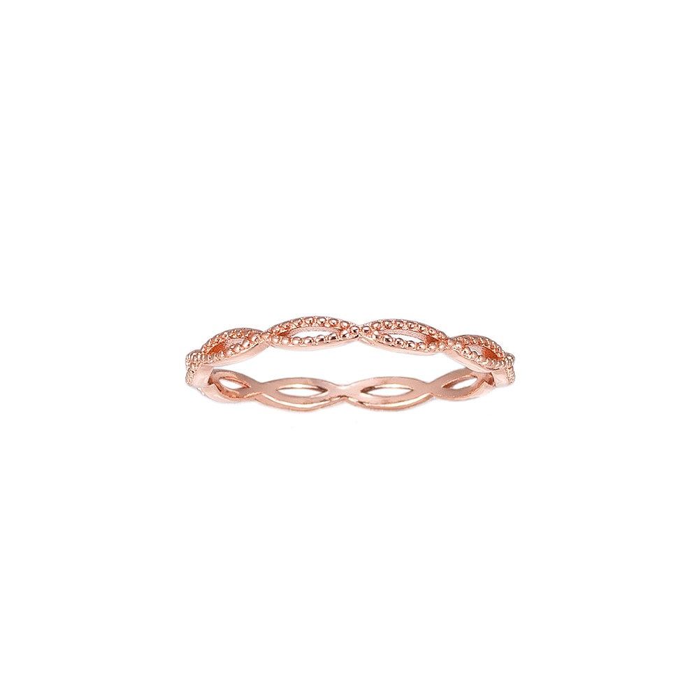 Rose Gold Dotted Twist Sterling Silver Ring
