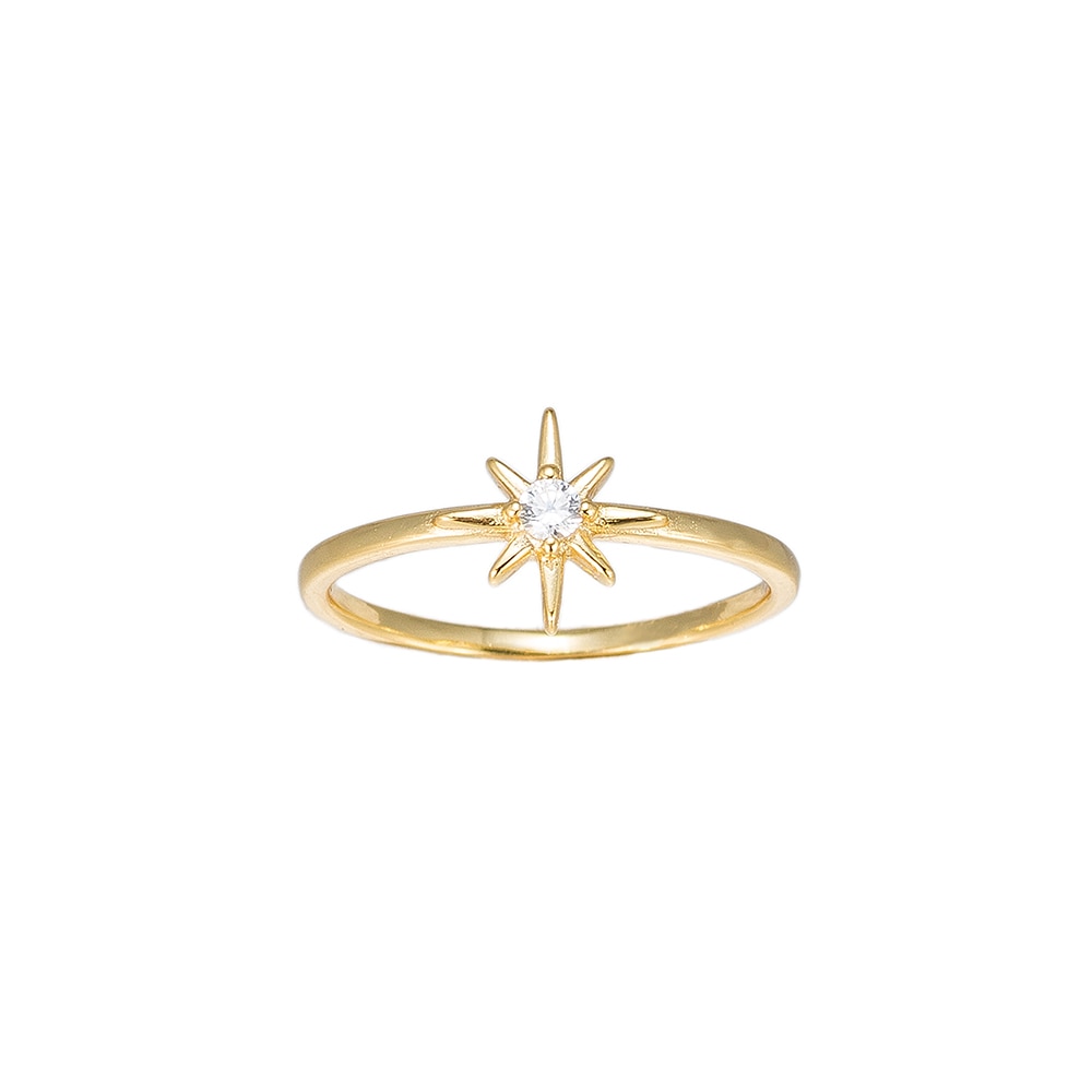 Gold North Star Sterling Silver Ring
