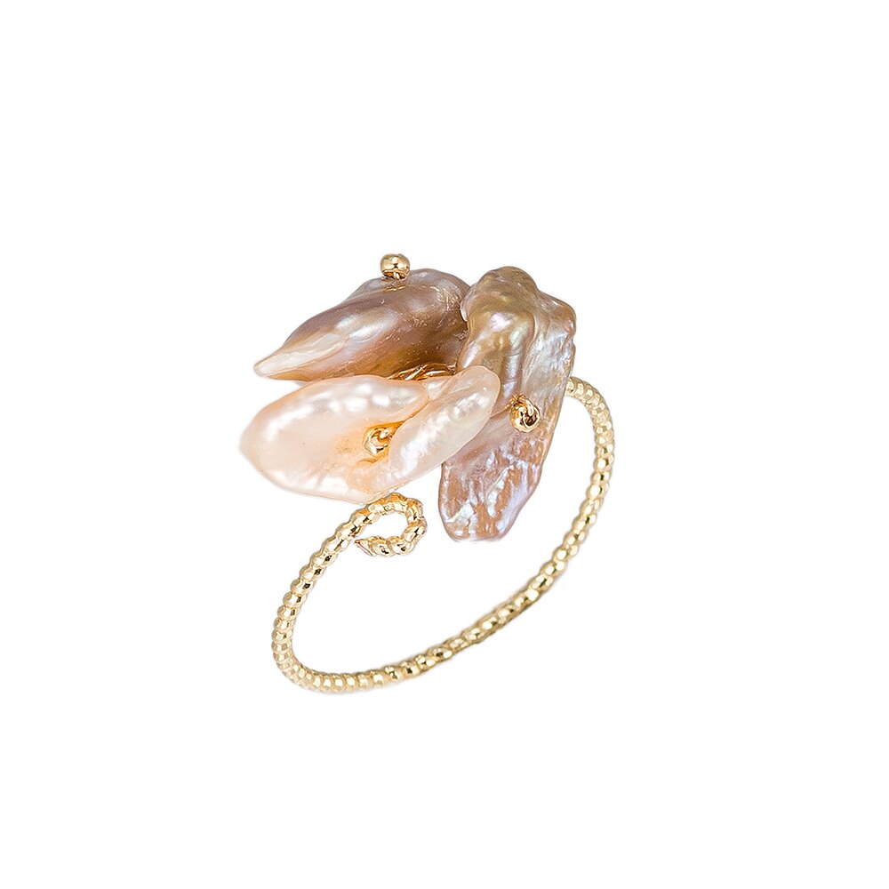 Irregular Shape Pearl Gold Plated Ring