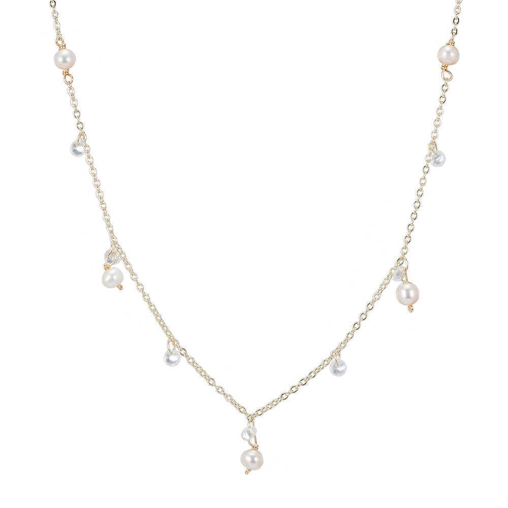 Bunch of Pearl Necklace in Gold Plated - Pearl Necklace 