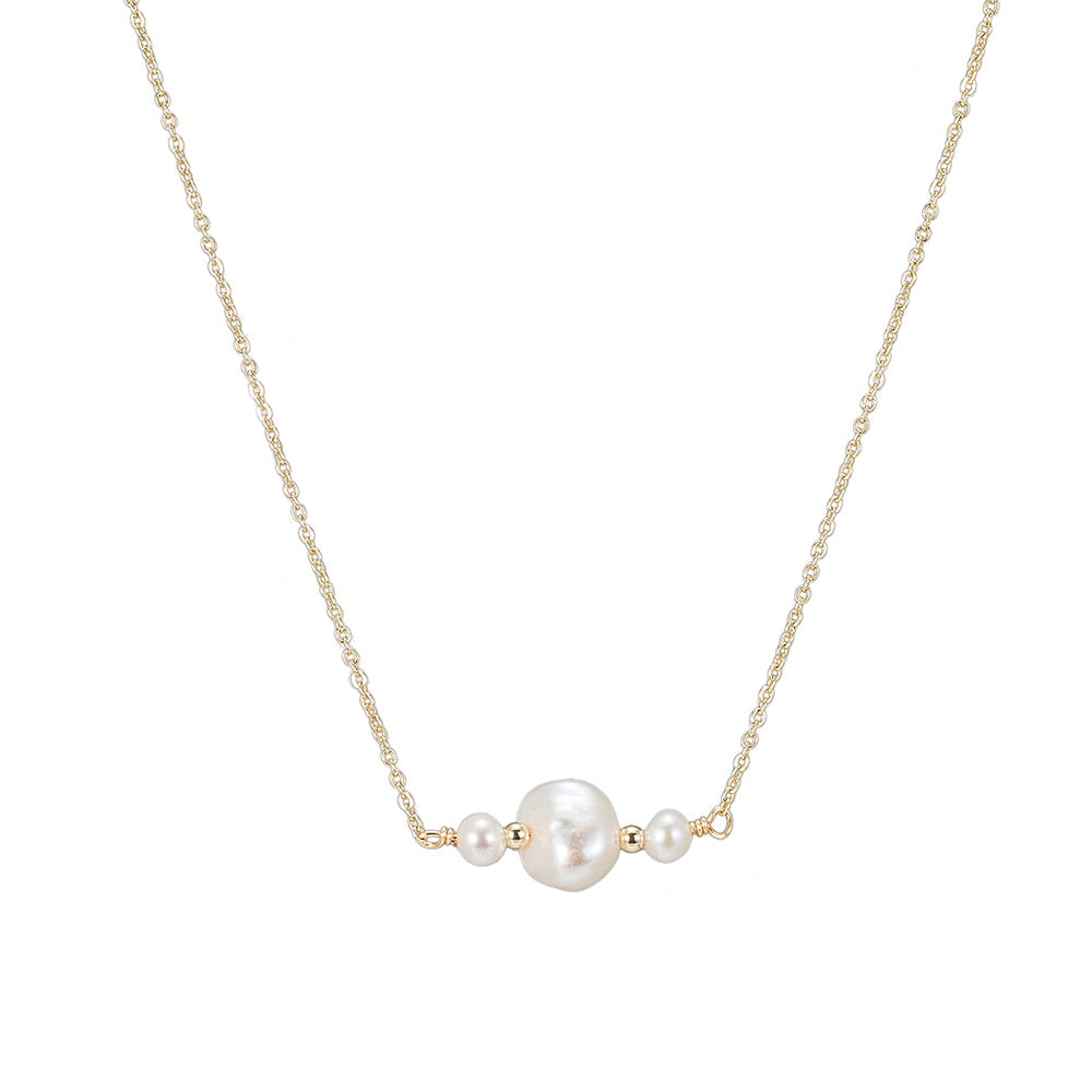 Triple Pearl Necklace in Gold Plated