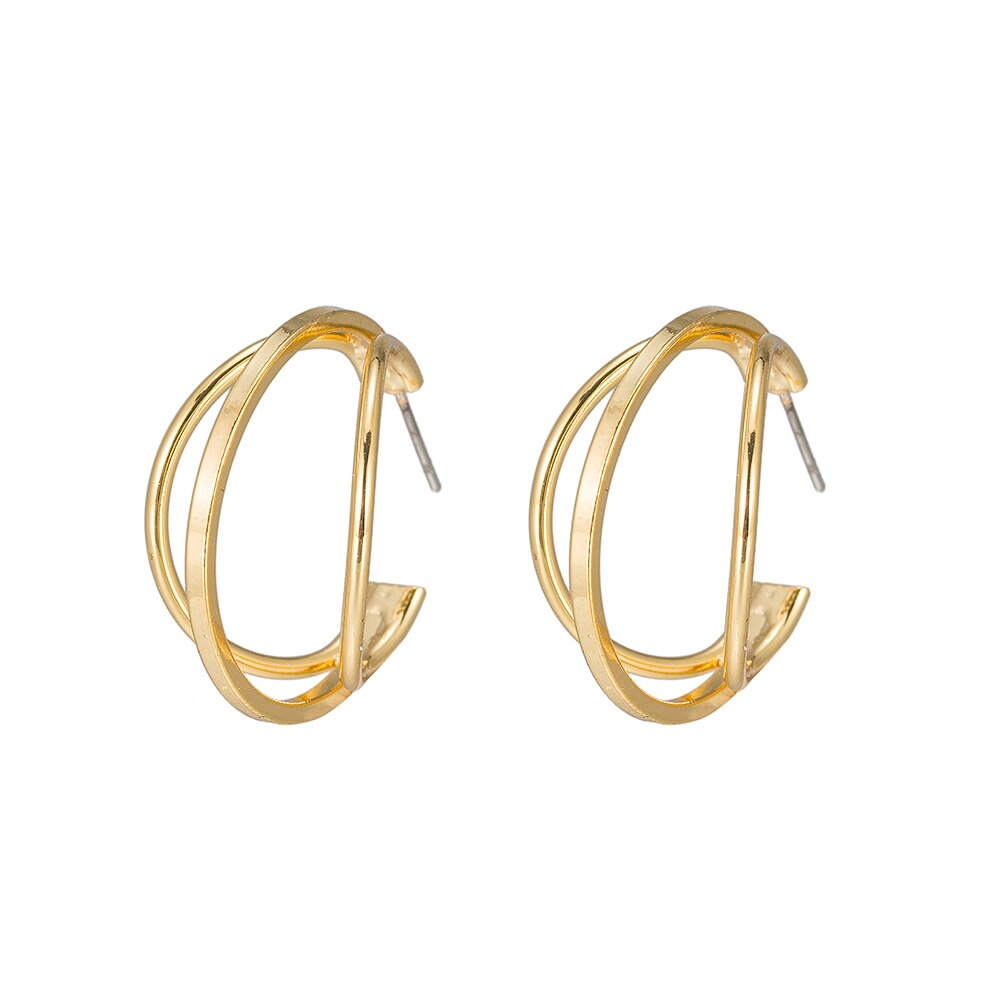 Merged Round Earrings in Gold Plated