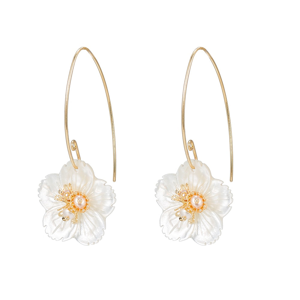 Flower Drop Earrings in Gold Plated