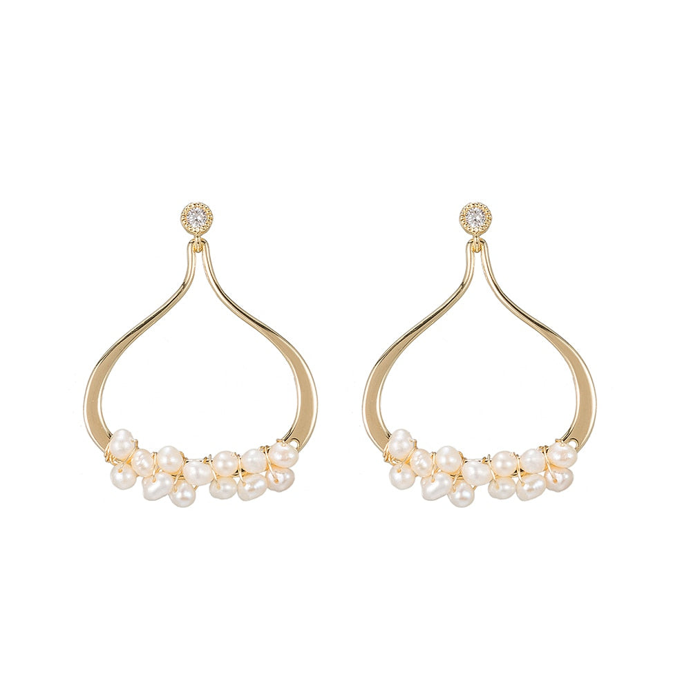 Bunch of Pearls with CZ Earrings in Gold Plated