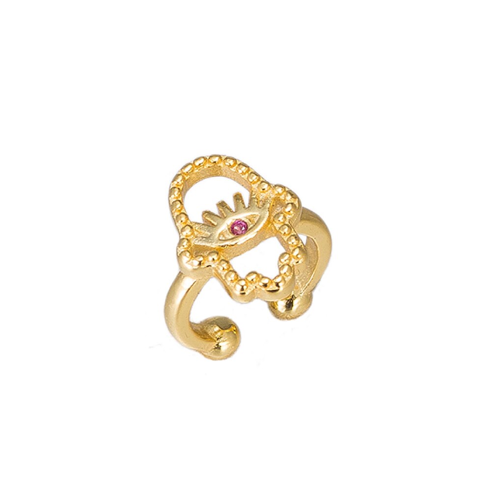 Gold Hamsa Ear cuff in Sterling Silver