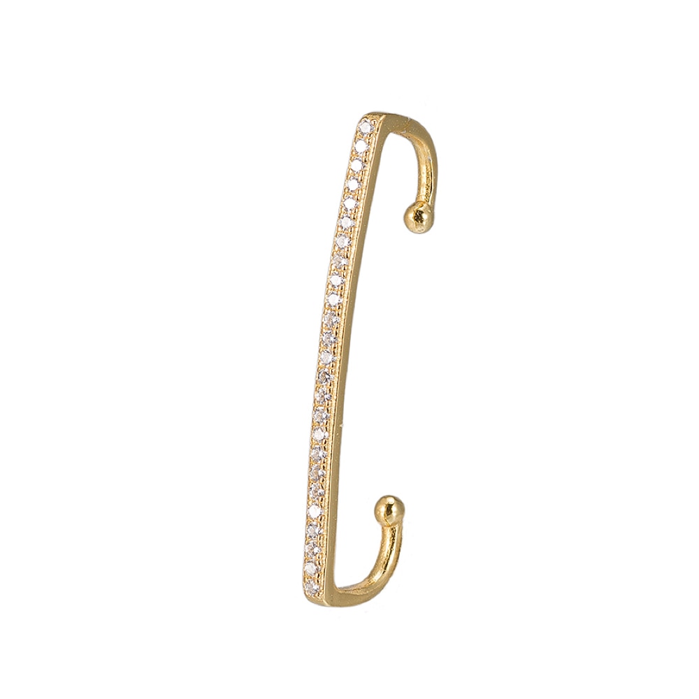 Yellow Gold Cubic Zirconia Line Ear cuff in Sterling Silver - Ear Cuff