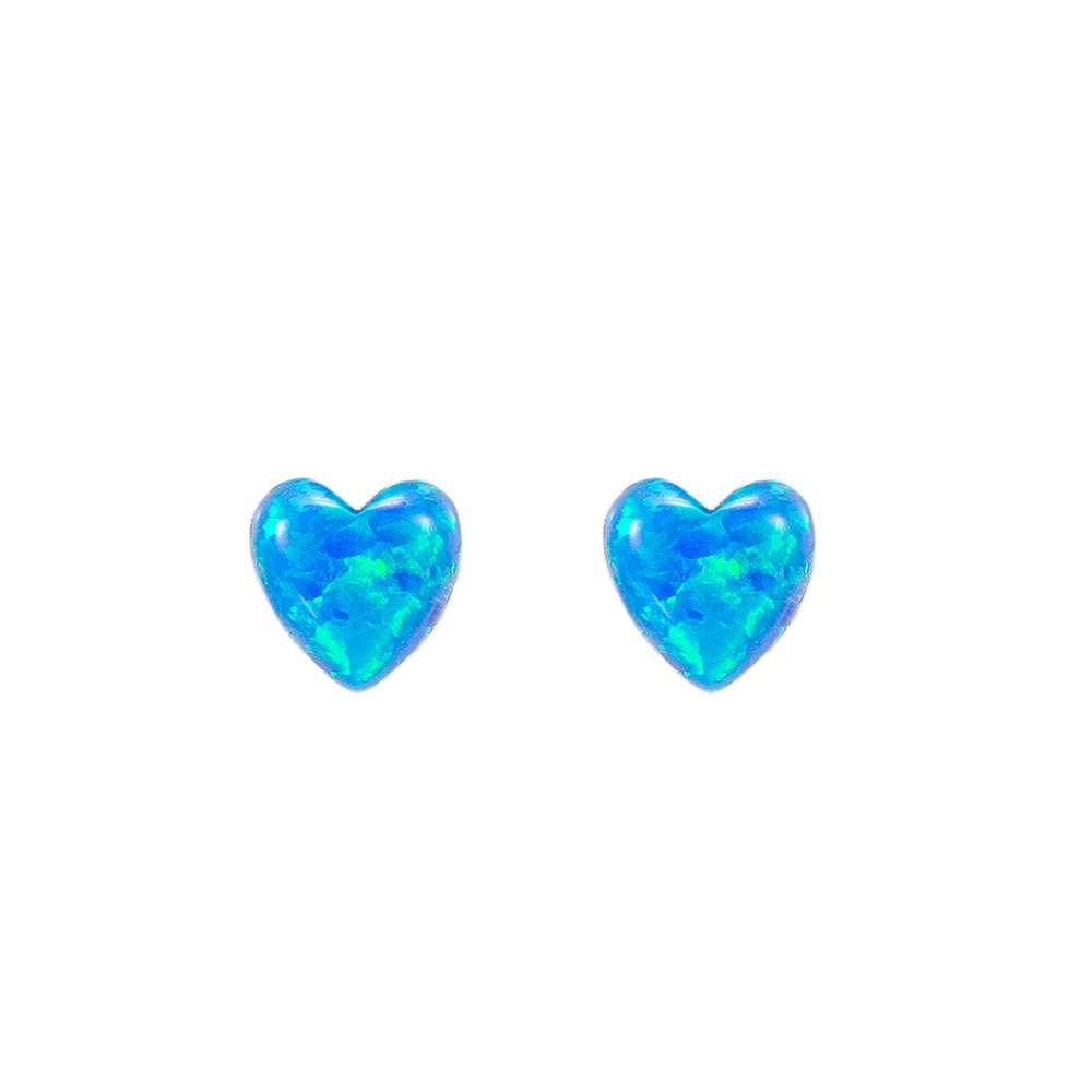 Heart Opal Stud Earring in Sterling Silver