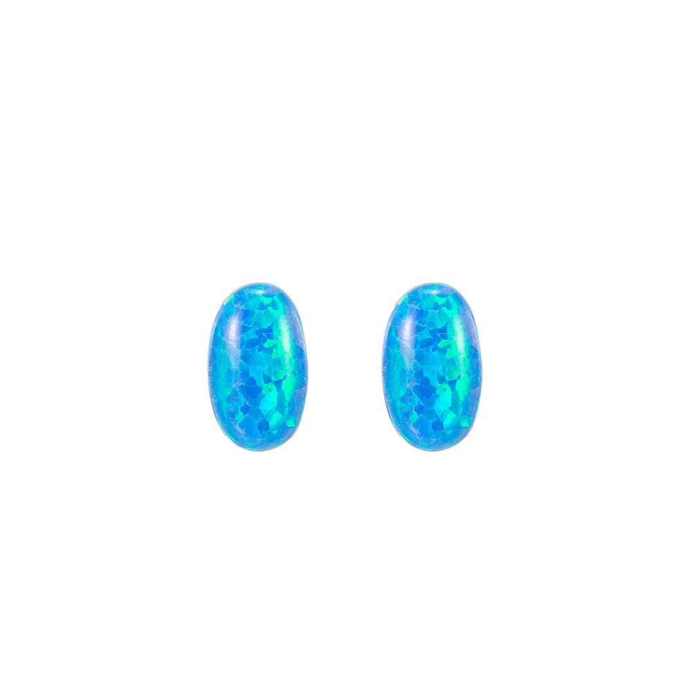 Ellipse Blue Opal Stud Earring
